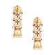 Square Mirror & Pearl Jhumka Earrings Pair with Red Bead Accents